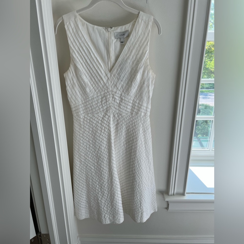J. Crew White V Neck Dress